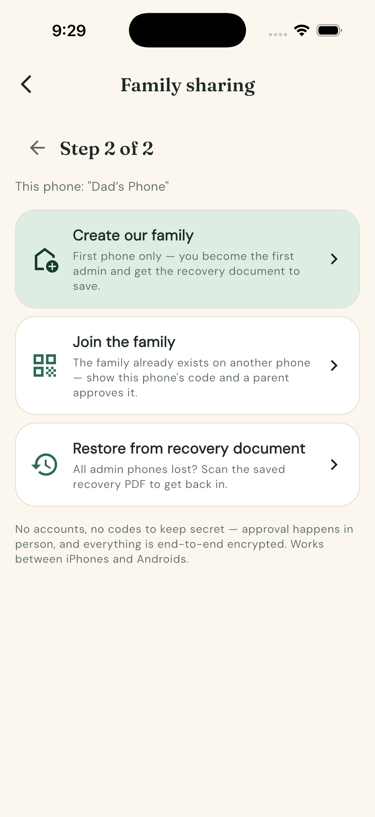 Step 2 β create, join, or restore as clear cards